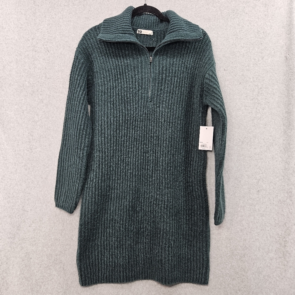 SO‎ Green Knee Length Sweater Dress Size Small